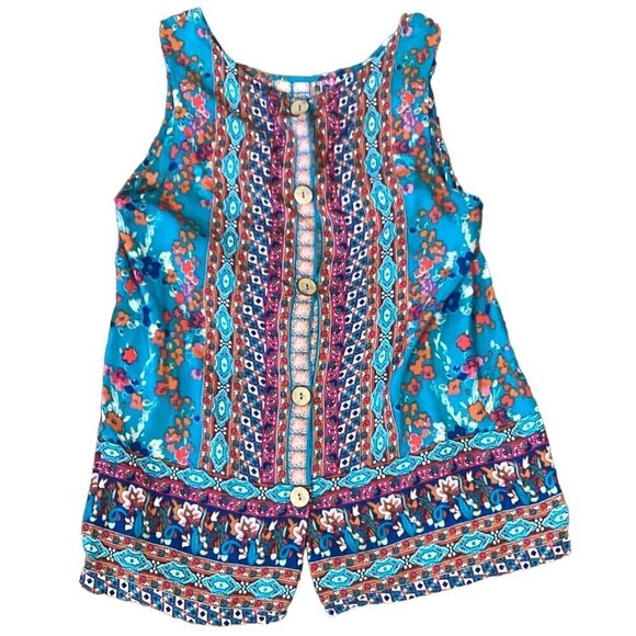 Cynthia Rowley Sleeveless Rayon Colorful Print Tank Top Button Back S #35L - Picture 4 of 9